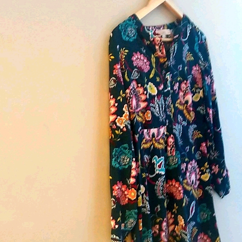 Loft long sleeves floral  shirt dress size 0p